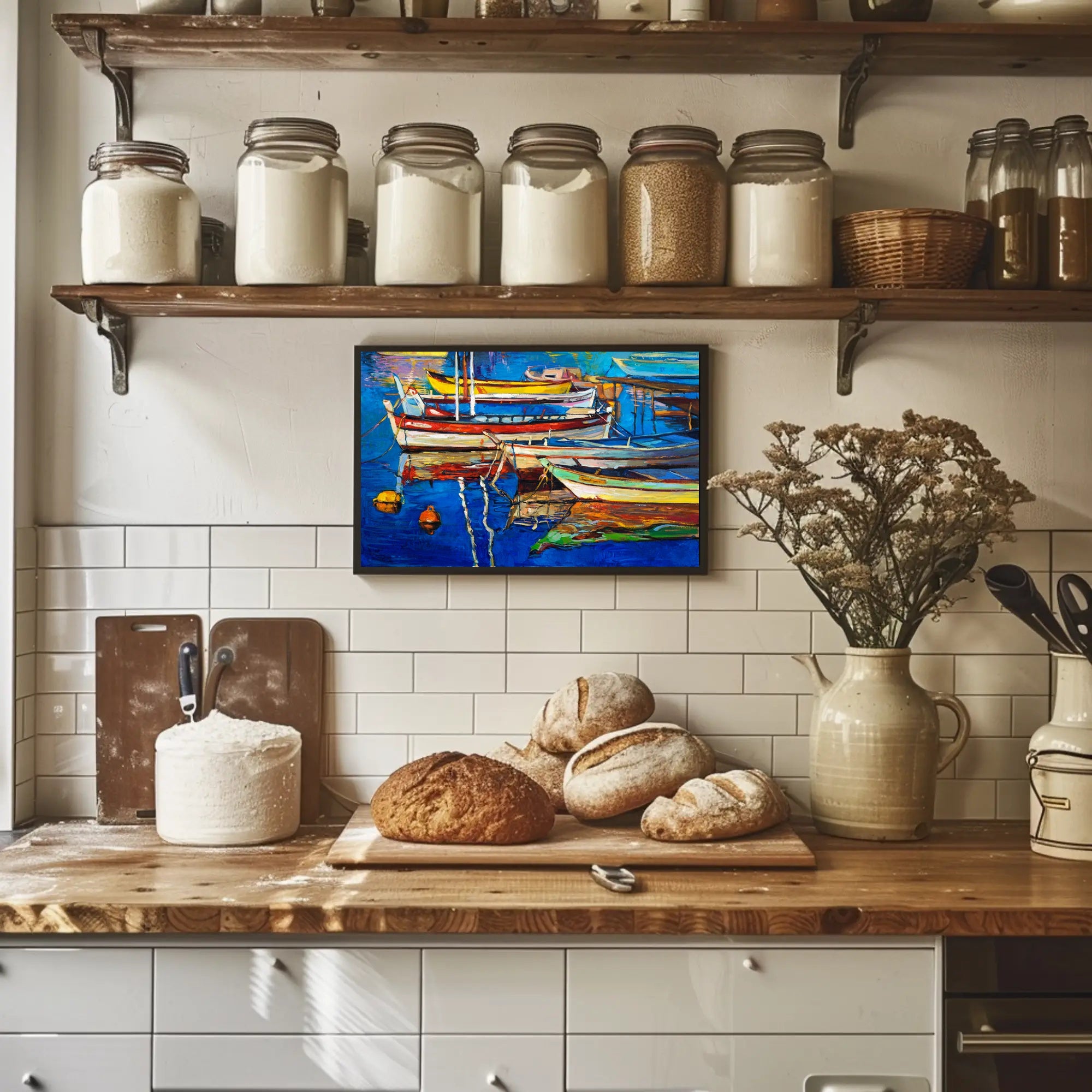 Colorful Boats on Tranquil Waters Poster