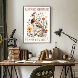Ruffed Grouse Pennsylvania State Bird Art Poster