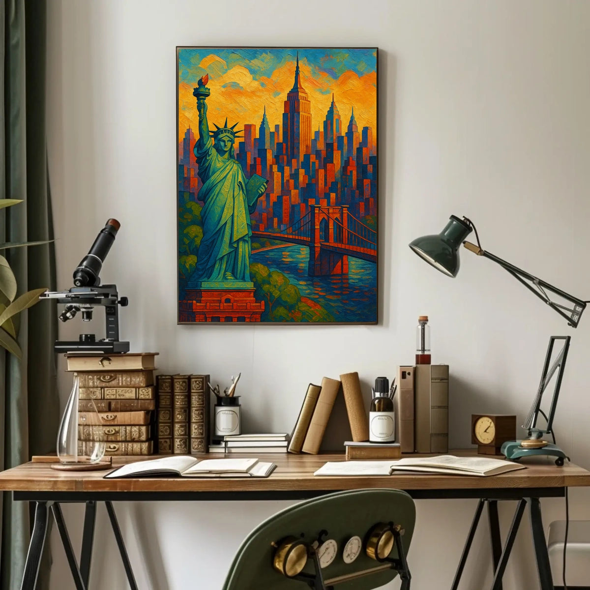 New York City Skyline Vibrant Poster Modern Wall Art