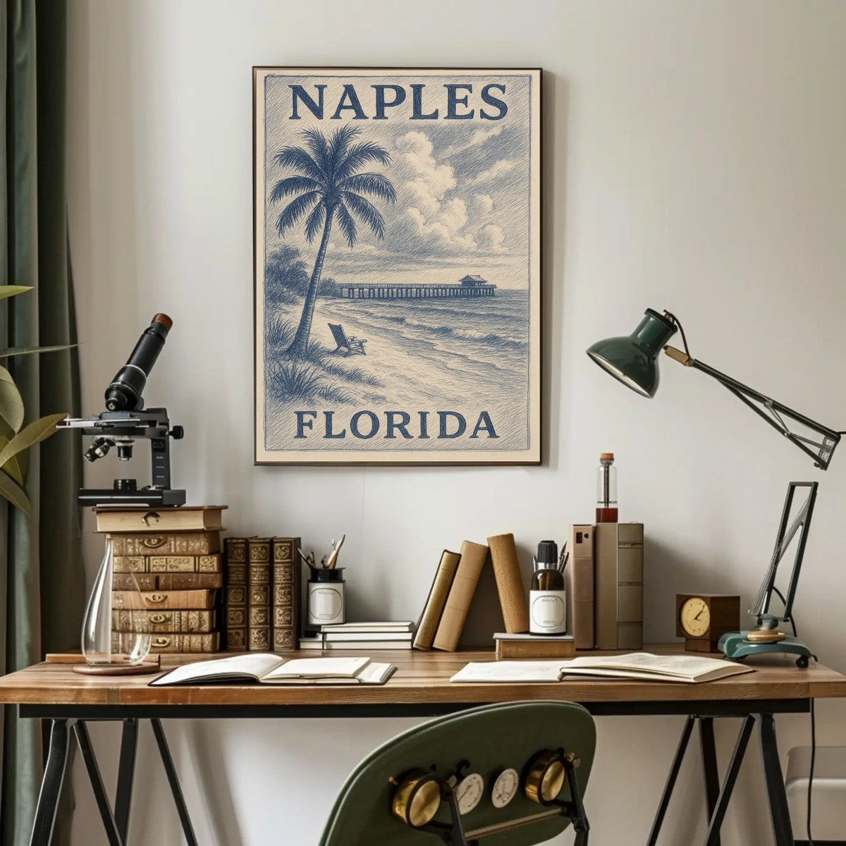 Naples Florida Poster Wall Art 18x24 Gulf Coast Beach Town