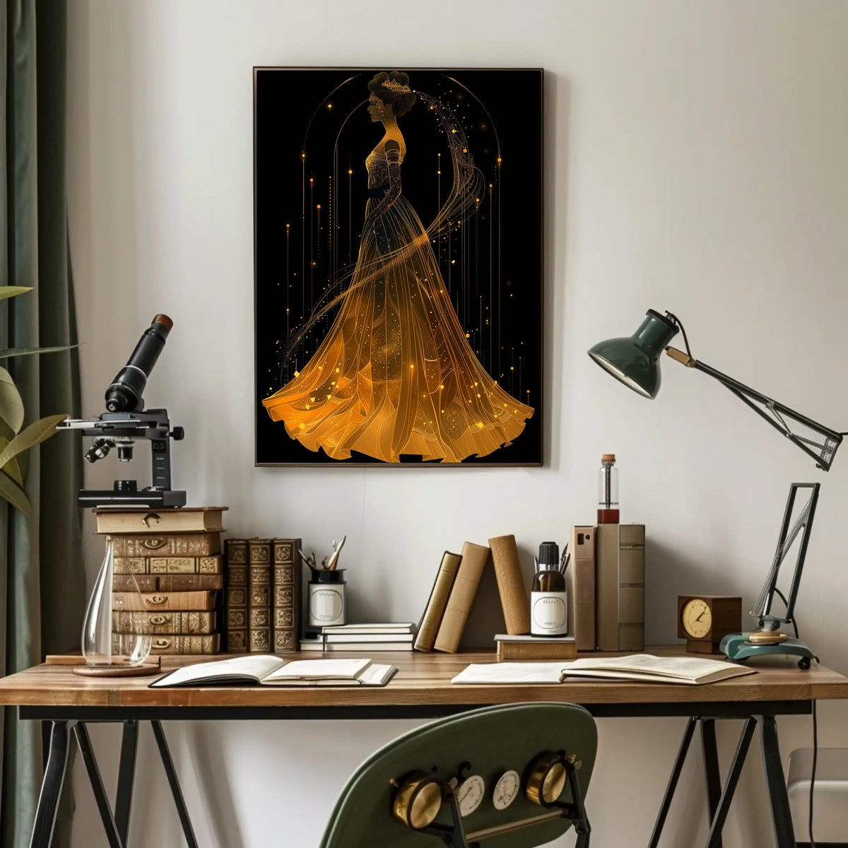 Golden Gown Celestial Woman Fantasy Art Poster