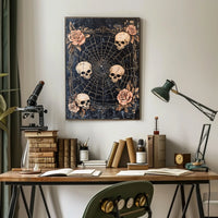 Dark Gothic Spider and Skulls Artistry - Artistic Poster
