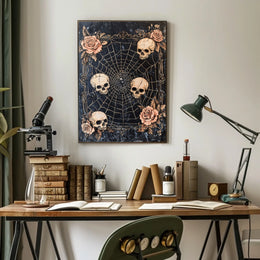 Dark Gothic Spider and Skulls Artistry - Artistic Poster