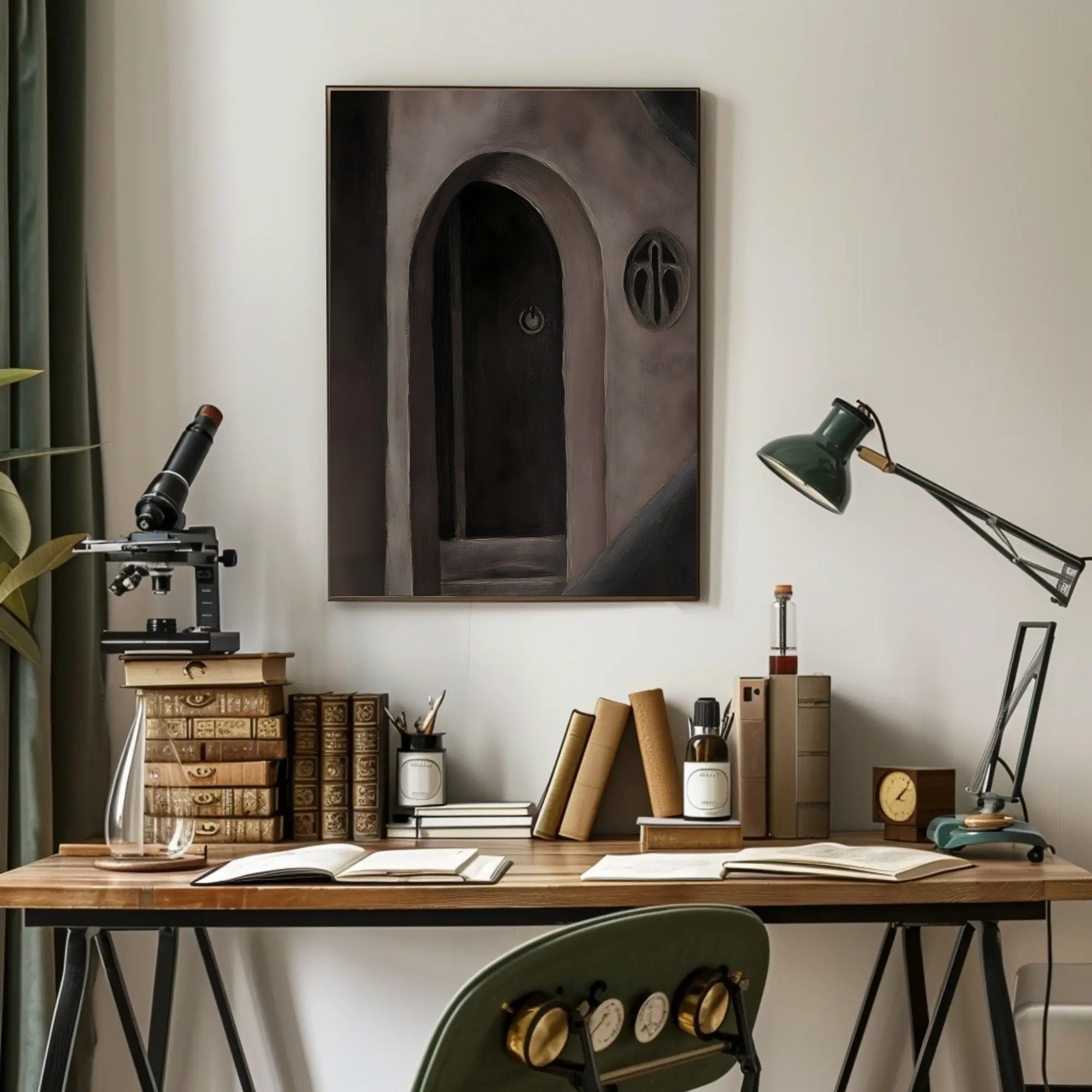 Mysterious Gothic Doorway with Abstract Symbol Artistic Poster PosterGoat
