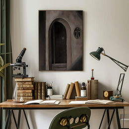 Mysterious Gothic Doorway with Abstract Symbol Artistic Poster PosterGoat