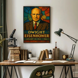Eisenhower Stained Glass Vintage Patriotic Poster