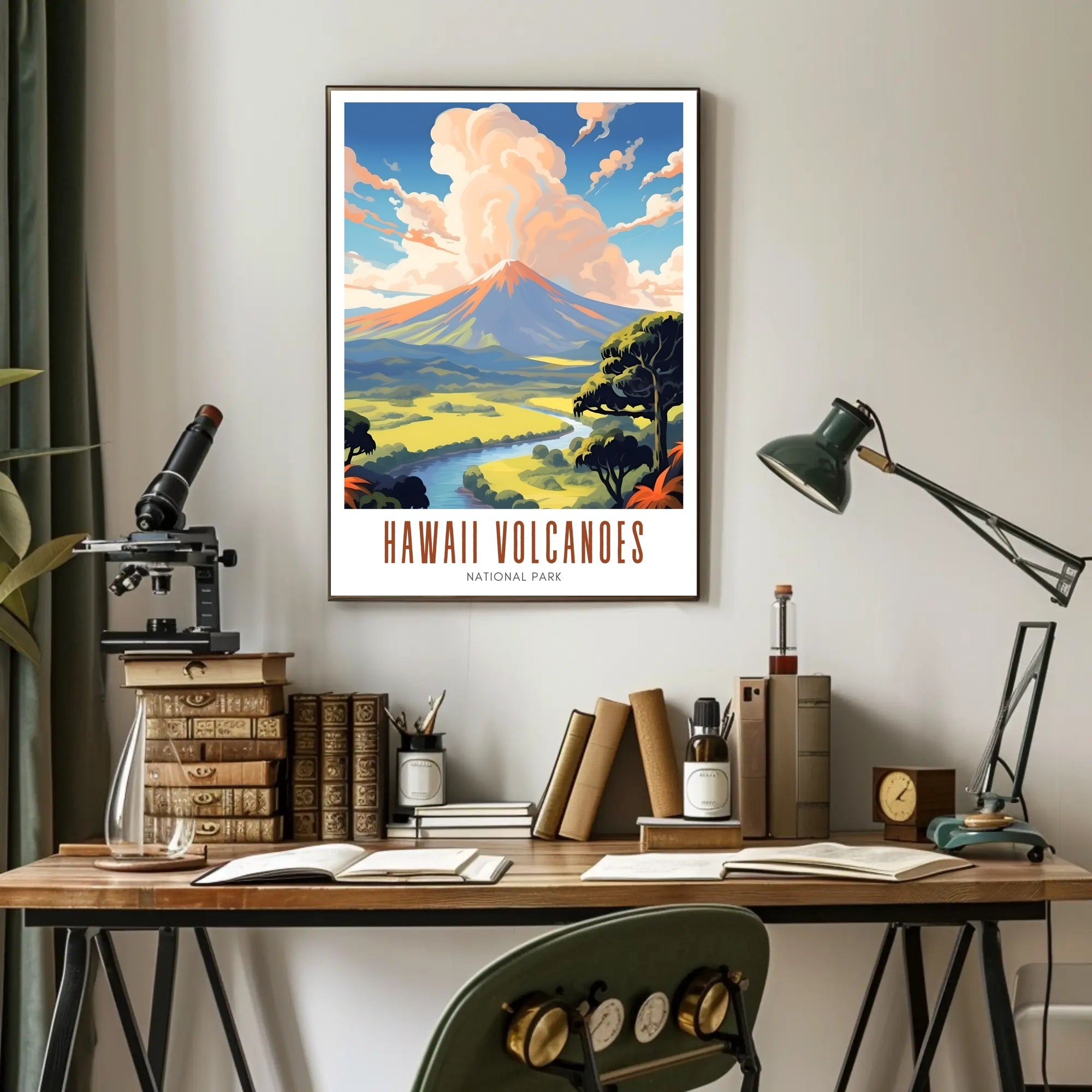 Hawaii Volcanoes National Park Poster Vintage Travel