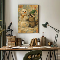 Winter Wonderland With Raccoon And Poster