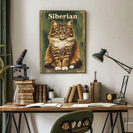 Siberian Cat Portrait Realistic Photography Poster