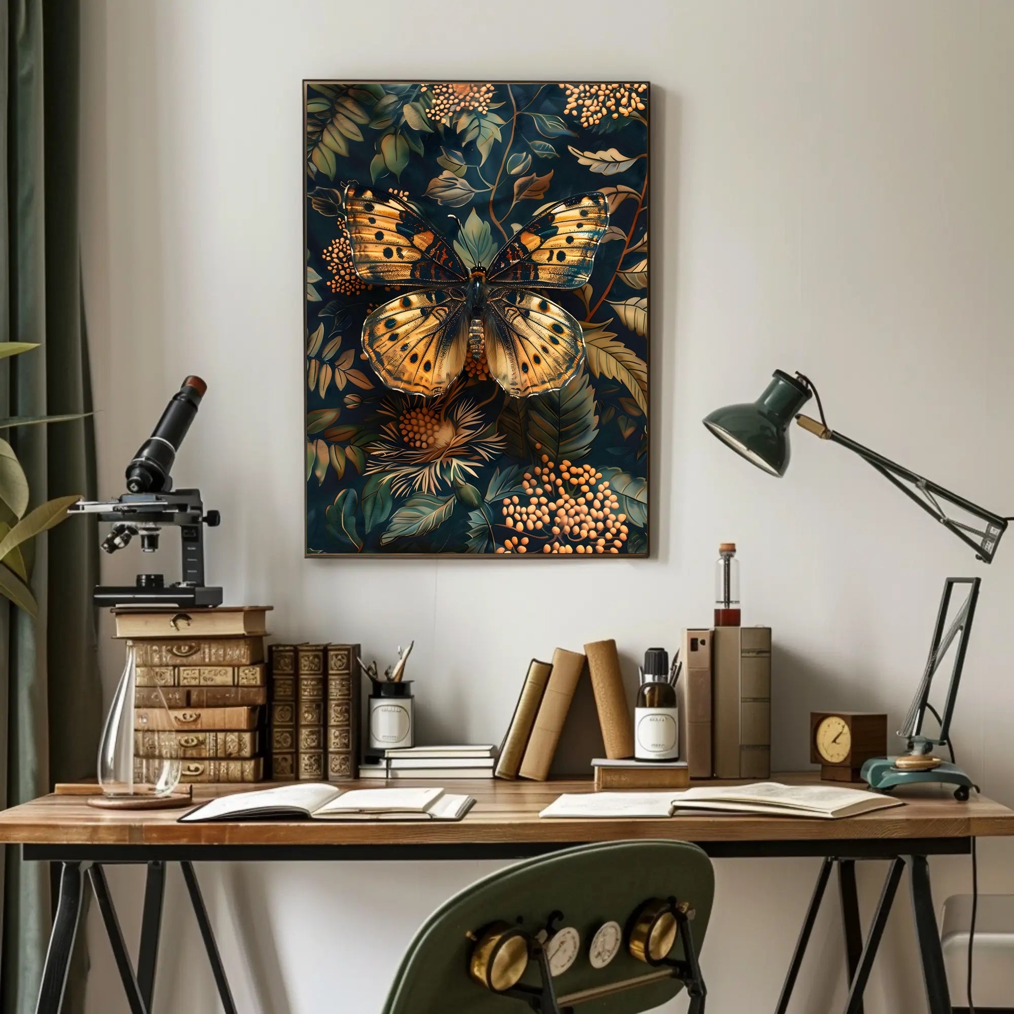 Butterfly Elegance: Ornate Art Nouveau Animal Poster