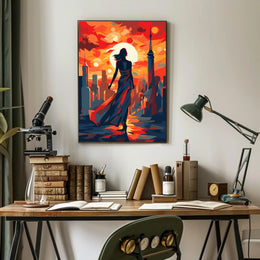 Sunset Silhouette In The City Poster