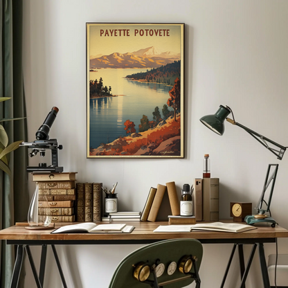 Payette Lake Idaho Scenic Mountain Water Travel Poster
