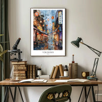 Yokohama Street Scene Poster PosterGoat