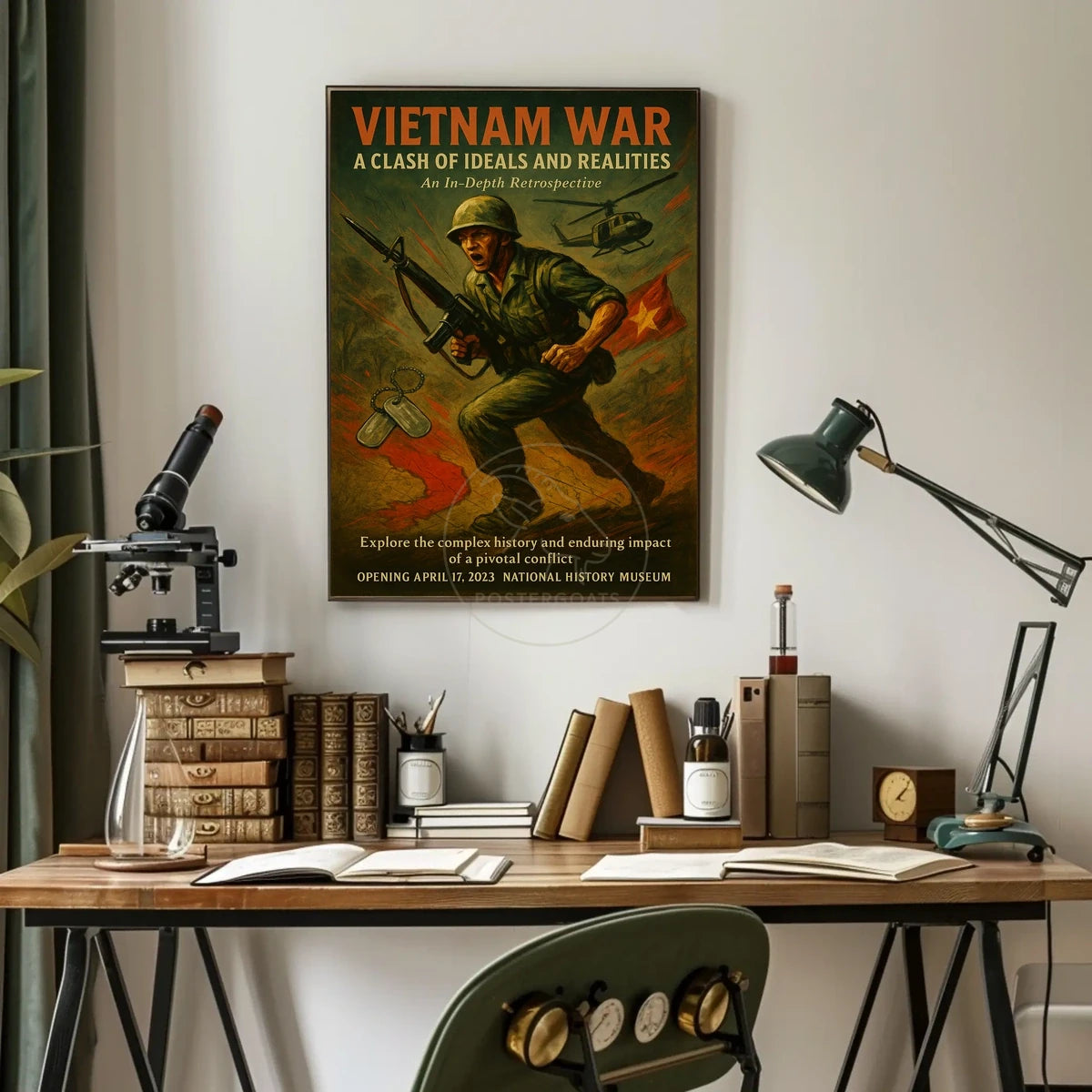 Vietnam War Combat Scene Vintage Cultural or Heritage Poster