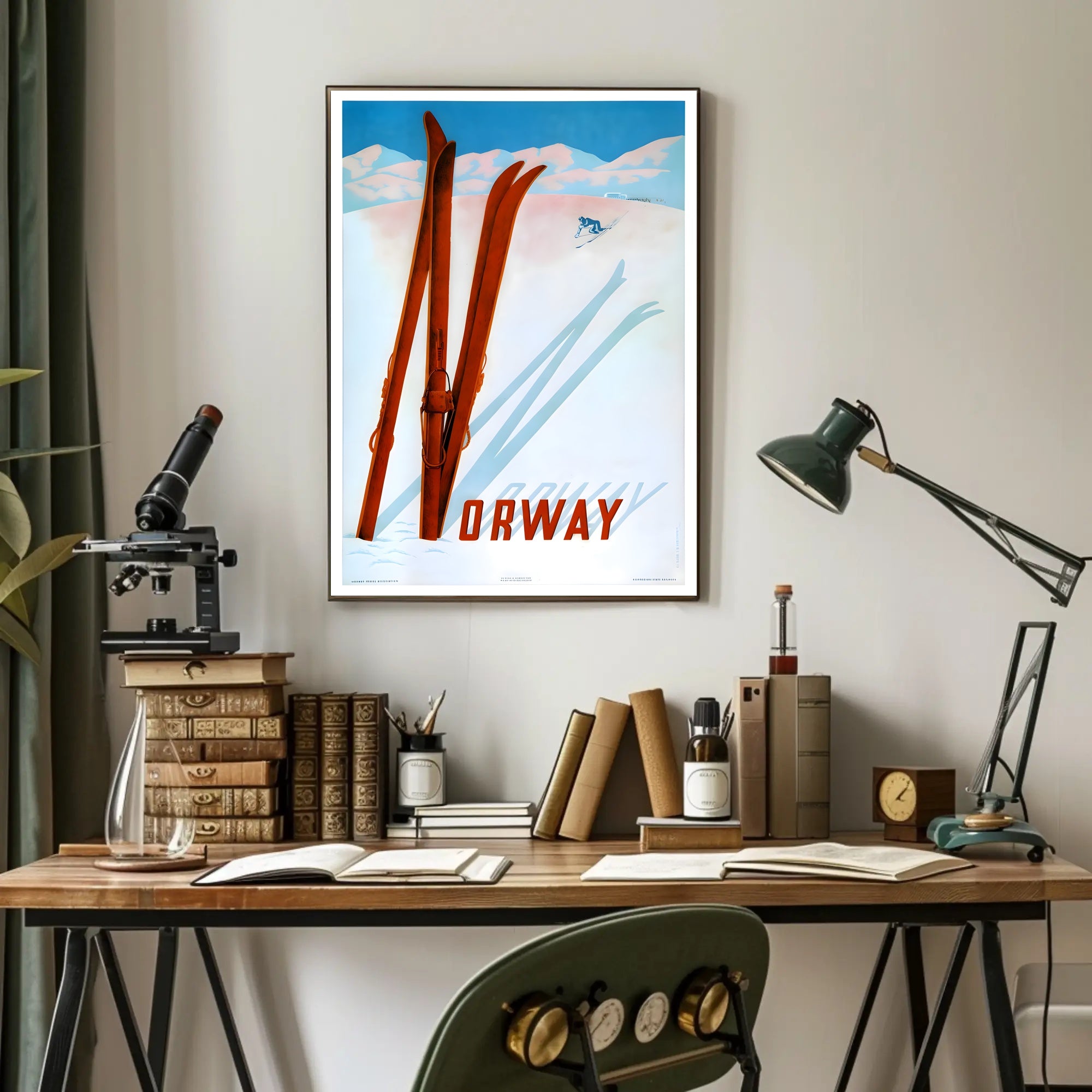 Norwegian Winter Ski Adventure Vintage Travel Poster PosterGoat