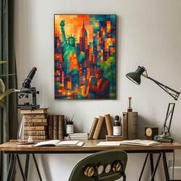 New York City Jazz Poster Abstract Vibrant Wall Art
