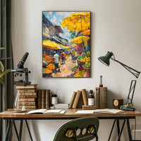 Vibrant Urban Marketplace Scene Impressionistic Art Poster