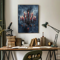 Gothic Chandelier with Skulls Abstract Poster