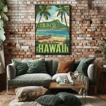 Vintage Poster Aloha Hawaii Beach