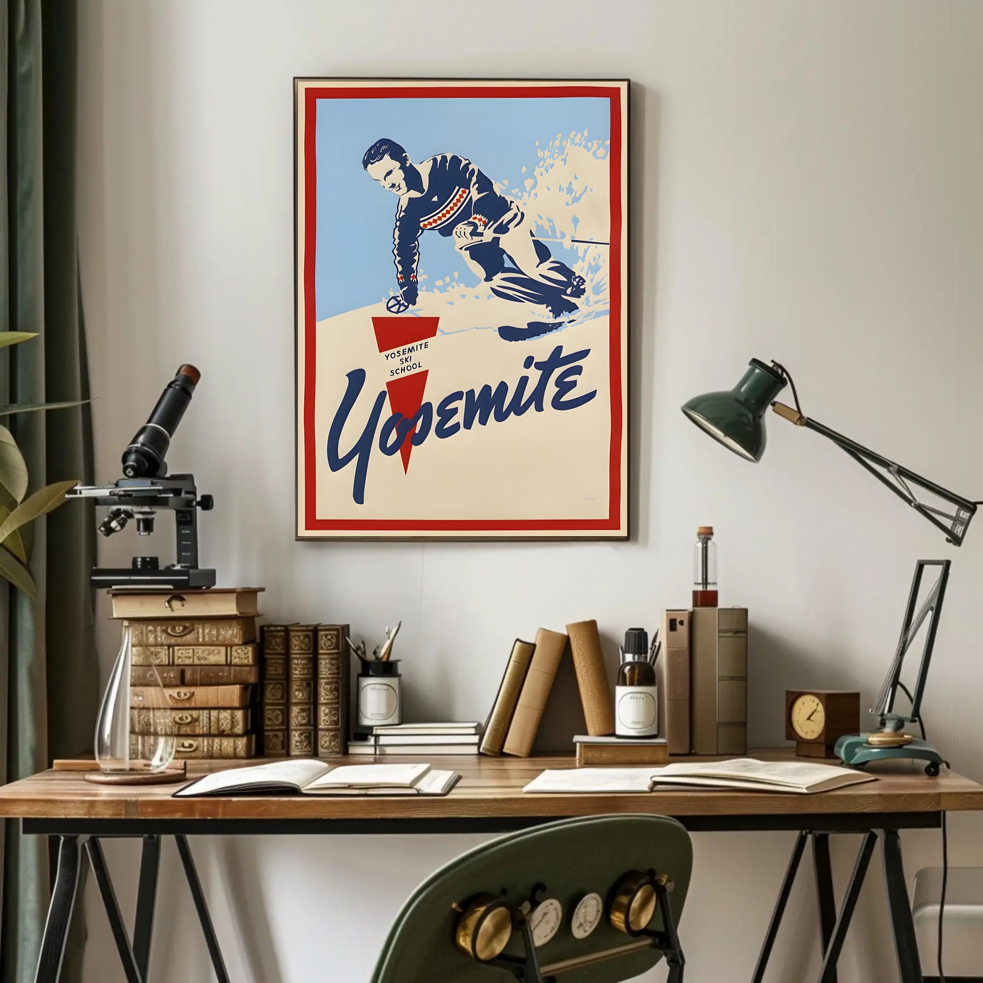 Yosemite Ski School Vintage-Style Sports Poster PosterGoat