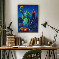 New York City Nightscape Vibrant Urban or Cityscape Poster