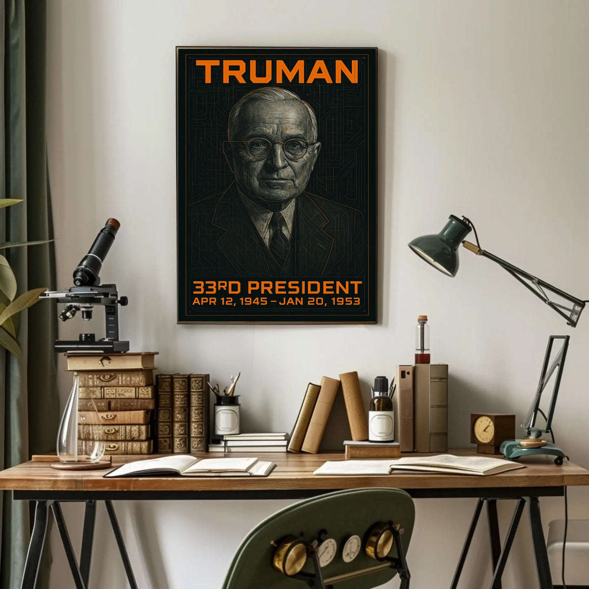 Harry S. Truman 33rd President of the United States Techno Schematic Poster