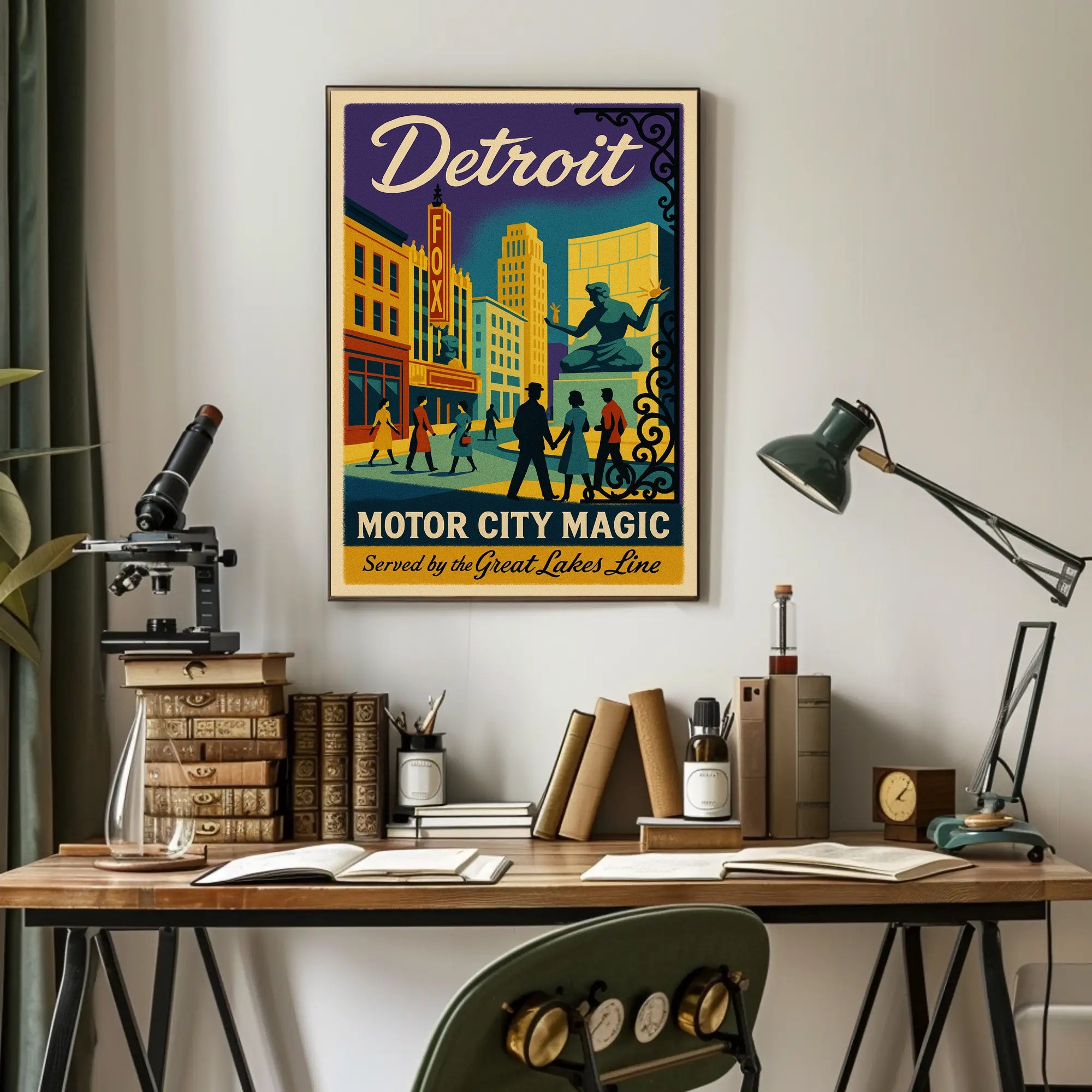 Motor City Magic: Vibrant Detroit Travel Poster