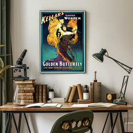 Kellar's Golden Butterfly Vintage Theatrical Poster showcases enchanting vintage theater art for collectors and enthusiasts.