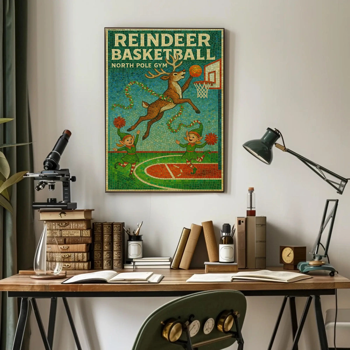 Reindeer Basketball at North Pole Gym Poster