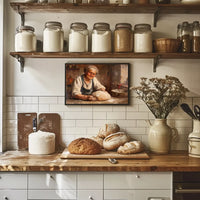 Timeless Rural Life: Elderly Woman Kneading Dough