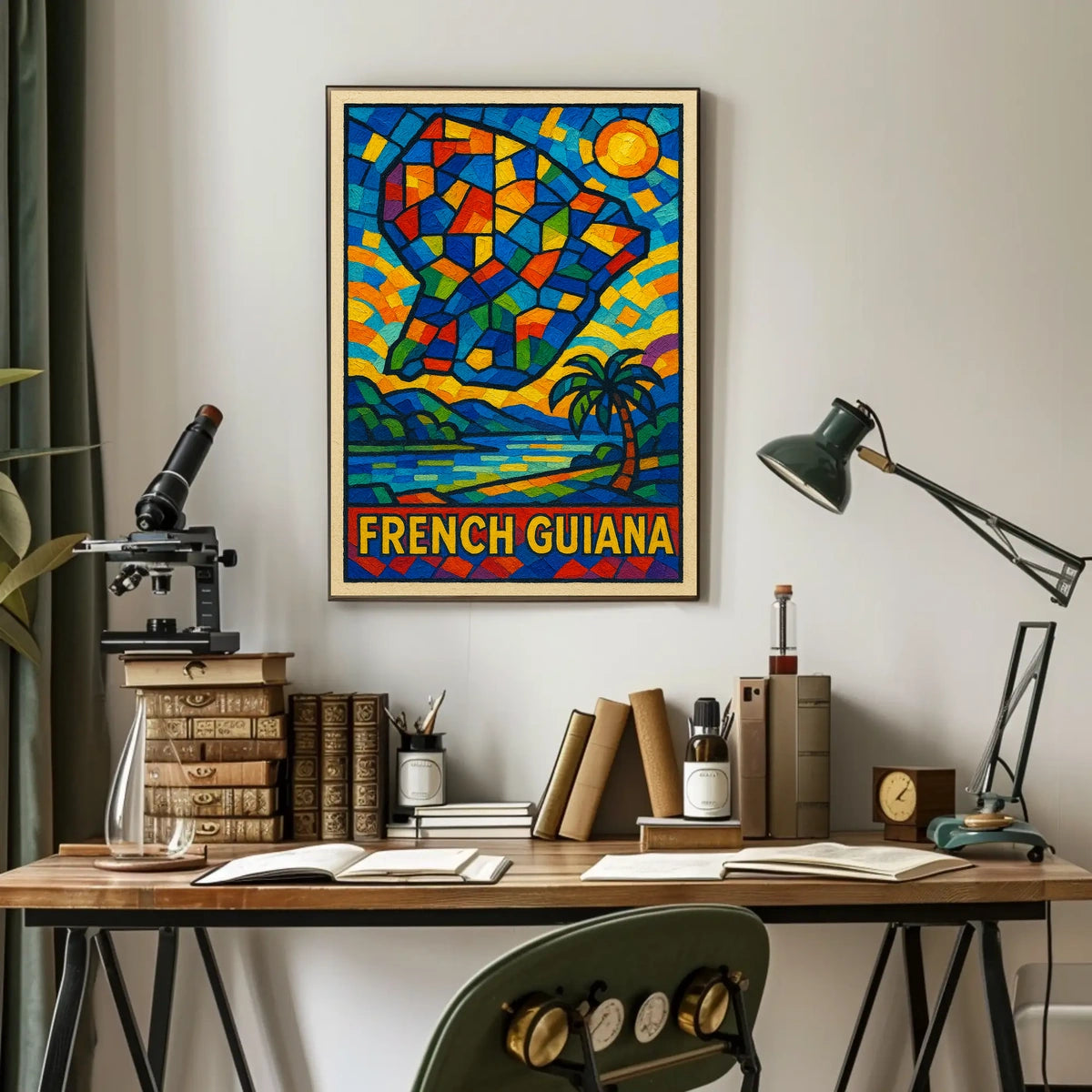 French Guiana Mosaic Art Poster