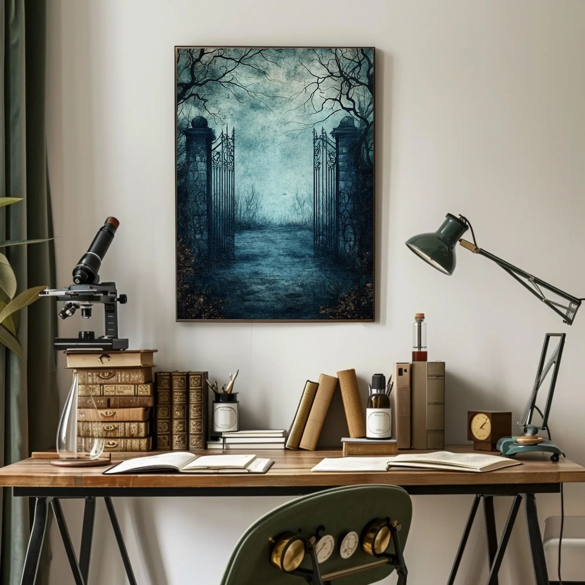 Gothic Iron Gate at Abandoned Graveyard Artistic Poster