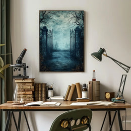 Gothic Iron Gate at Abandoned Graveyard Artistic Poster