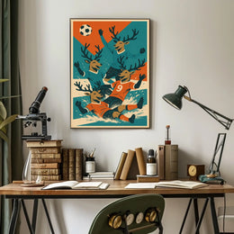 Soccer Celebration With Deer Poster