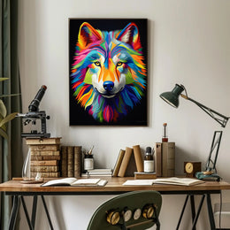 Vibrant Wolf Portrait Poster PosterGoat