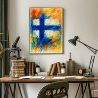 Abstract Finnish Flag Abstract Poster