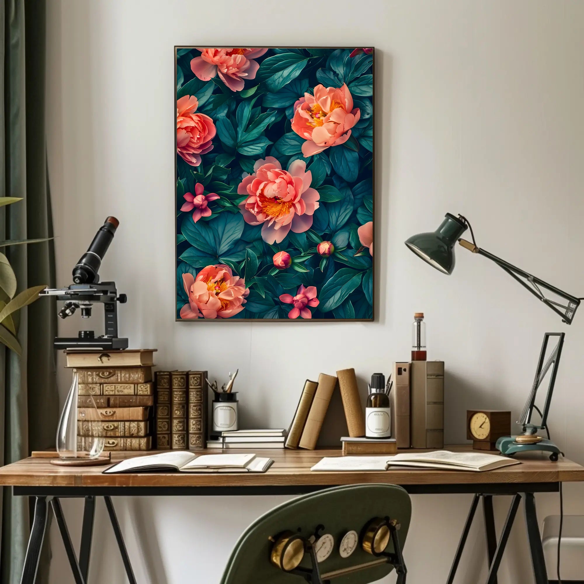 Elegant Peony Garden Floral Art Poster