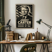 Jimmy Carter 39th President of the United States B & W Comic Sketch Poster