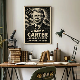 Jimmy Carter 39th President of the United States B & W Comic Sketch Poster