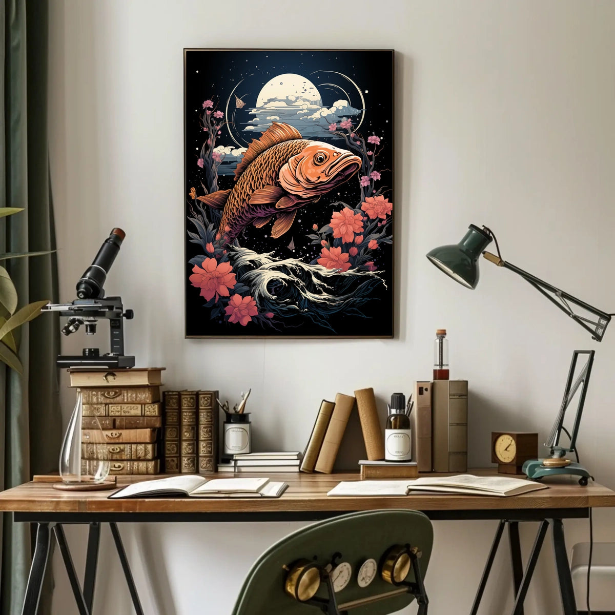 Mystical Fish Under Moonlit Night Poster