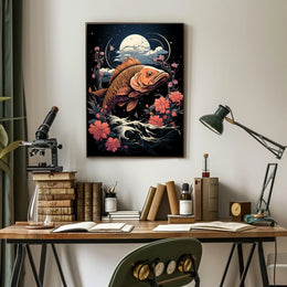 Mystical Fish Under Moonlit Night Poster