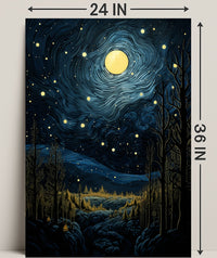 Starry Night Landscape Poster PosterGoat