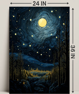Starry Night Landscape Poster PosterGoat
