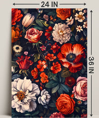 Floral Symphony Against Darkness: Artistic Poster