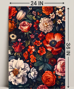 Floral Symphony Against Darkness: Artistic Poster