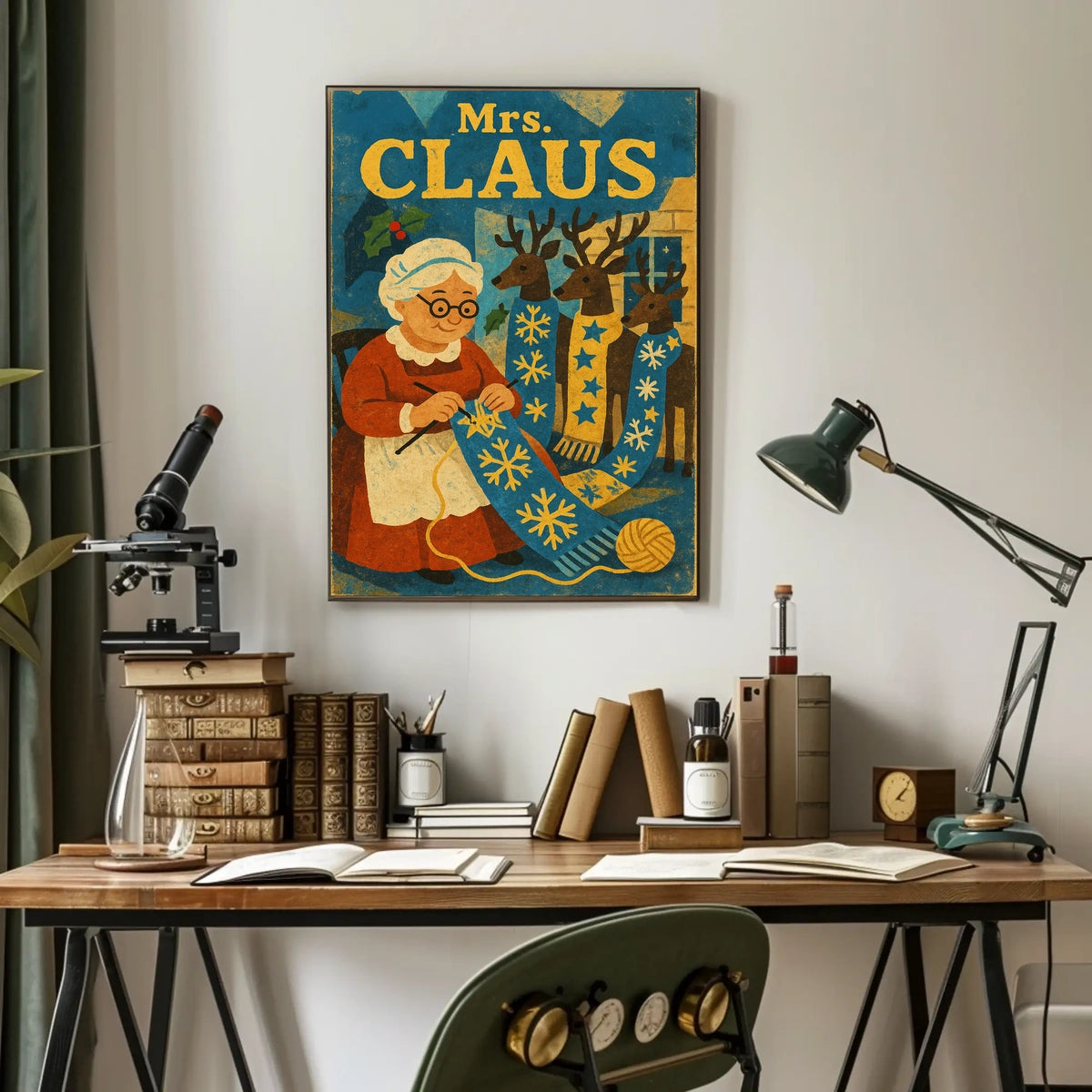 Mrs. Claus And Her Reindeer Poster