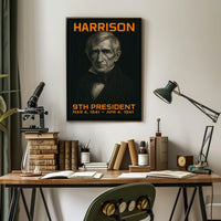 William Henry Harrison 9th President of the United States Techno Schematic Poster