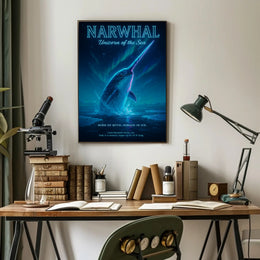 Narwhal Beneath Northern Lights Fantasy or Mythology Poster