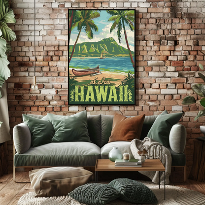 Aloha Hawaii Beach Vintage Poster