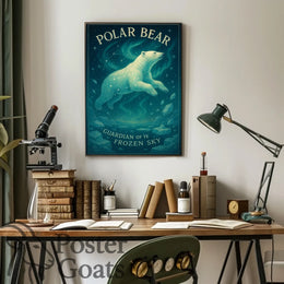 Majestic Polar Bear Cosmic Art Animal Poster